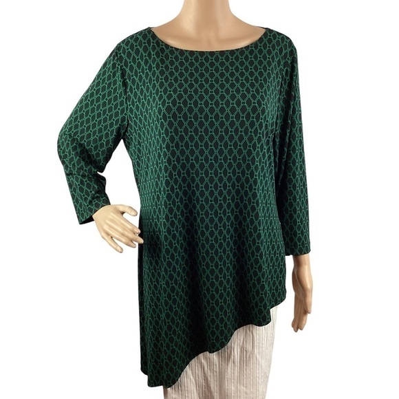 Travelers Collection by Chico's Top Size L Green Print - Picture 1 of 7